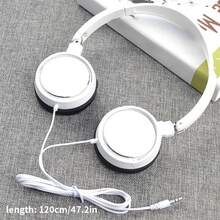 1 buc Căști over-ear cu fir, cu conectare de 3,5 mm - Alb și negru la modă, căști confortabile și căptușite, cablu, ideale pentru jocuri, ascultare muzică și vizionare video