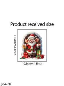 1 PIEZA Pegatina de arco de piedra 3D navideño - Adhesivo de Papá Noel chef cocinando con acentos de cristal para decoración de ventana de cocina, vinilo semi mate para superficies, forma decoración festiva de chimenea y puerta