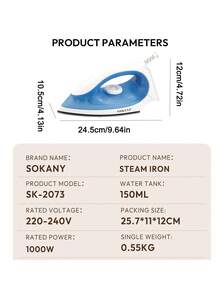 Plancha eléctrica doméstica SOKANY-898A, plancha de vapor portátil, diseño mini portátil con suela de cerámica, adecuada para diversos tejidos, planchado a temperatura constante, sin daños, control de temperatura ajustable, protección contra sobrecalentamiento - Tipo de Enchufe A Japonés (100V) - Ver 7