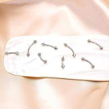 BLISI G23 Solid Titanium Eyebrow Piercing Jewelry, Gokd Black Rose Gold Silver Pink Rainbow Eyebrow Rings 16G Curved Barbell,Tiny Vertical Labret Lip Jewelry Rook Piercing Jewelry For Women And Men{Inchcolor_nameinch:Inch8pcsEyebowPiercing-Silverinch} - 8pcsEyebowPiercing-silver - View 5