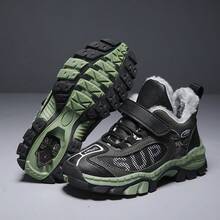 Boys' Winter Plush Thick Snow Boots, Outdoor Activities Rugged Snow Anti-Slip Sports Shoes, Halloween Exquisite Casual Hiking Shoes