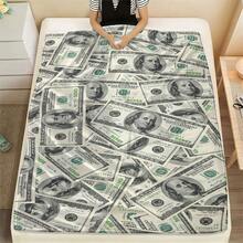 GEL HUT MUN 1pc Dollar Bill Print Throw Blanket, Soft & Cozy For Nap, Office, School, Home, Picnic, Travel And Gift Blanket, Autumn Blanket, Fleece Blanket, Blanket And Throw, Plush Blanket, Bedding, Sofa Throw, Soft Blanket, Custom, Room, Personalized Blanket - Multicolor - View 13