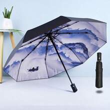 1pc Automatic Vintage Folding Lightweight Compact All-In-One 5-Fold 2-In-1 Sun And Rain Umbrella, Sun Protection Umbrella With UV Protection, Foldable, Portable And Compact, Perfect For Outdoor Activities And Travel - Multicolor - View 9