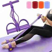 Resistance Training Rope, 2025 New 21 Resistance Bands-8 Tube Pedal Ankle Puller, Pedal Ankle Puller Resistance Bands, Multifunction Pedal Resistance Band For Sit Ups - Màu tím - Xem 2