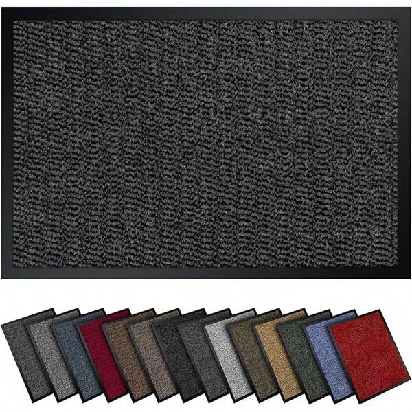 Gentle North High-Quality Doormat, Grey Black, 40x60 Cm, For Indoor & Outdoor Use, Dirt Trapper Mat, Non-Slip, Washable & Weatherproof, For Entrance Area & Outdoor Use, Runner, Hallway, Thin