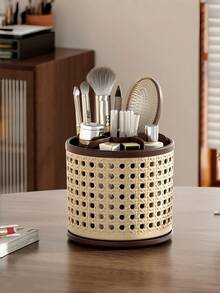 2025 New Vintage Vanity Makeup Organizer, Desk Pen Holder, Rotating Large Capacity Compartment Makeup Brush Holder, 360 Degree Rotating Makeup Brush Holder, Suitable For Autumn/Winter Makeup Brush Storage - Multicolor - View 5