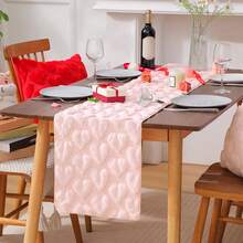 Camino de mesa para el Día de San Valentín, mantel con forma de corazón, decoración para mesa de fiesta o cena - Rosa - Ver 1