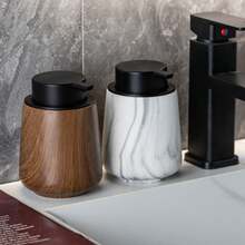 1个340毫升创意宽口时尚纹理陶瓷乳液瓶皂液器可重复灌装泵瓶，适用于液体皂、洗手液、厨房清洁剂、浴室乳液，也可用于酒店、民宿、厨房、水槽等场所。 - 彩色 - 查看 3