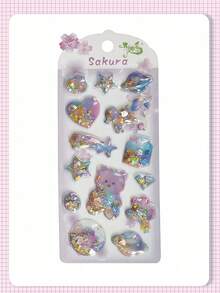 Cute Gold Glitter Shake Stickers - Light Color Design, Suitable For Mobile Phone Cases, Notebook Decorations And Handicrafts, Scissors Stickers, Diary Expansion, 3D Relief Stickers, Graffiti Stickers