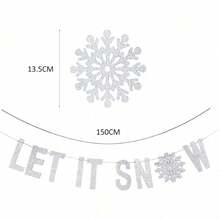 Glitter Garland Winter Banner With Snowflakes Holiday Wall Decoration Christmas Frozen Party Supplies - 銀色 - 查看 5