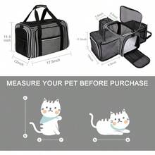 BAGLHER Cat Carrier BagAirline Approved Pet Carrier Soft Side Pet Travel 5 Sides Open Doors 3 Sides Expandable Foldable Dog Carrier With Fleece Pad Grey