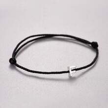 A Stylish And Exquisite 925 Pure Silver, High-Quality Bracelet With 26 Letters, Black Cord, Suitable For Daily Wear, Jewelry For Women, Silver Accessories, Birthday Gift