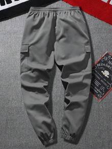 Men's Casual Lightweight Outdoor Cargo Pants With Drawstring Cuffs And Multiple Pockets, Summer Sports - Grey - View 4