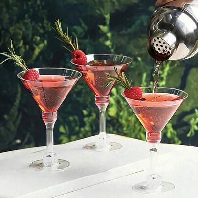 Bộ 5/10/15/20 chiếc ly Martini nhựa 5oz thanh lịch - Hoàn hảo cho cocktail, sâm panh và món tráng miệng - Có thể tái sử dụng, ly tiệc, thích hợp cho đám cưới, Ngày Valentine và nhiều dịp khác.
