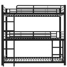 (=WX000520AAB) 90x200cm Metal Bed Frame, Bunk Bed, Iron Bed, Triple Bunk Bed For Children, Teenagers And Adults, Black - Black + Metal + 90cm*200cm - View 4