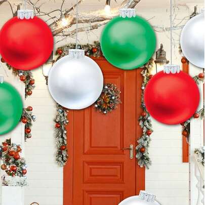 1个大型充气球，户外装饰，巨型充气圣诞球，户外圣诞装饰品，适用于前门、庭院和新年庆祝活动（PVC材质），圣诞家居装饰，圣诞礼物，圣诞装饰品