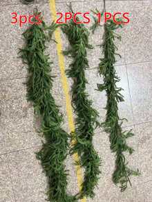 1件手工製作聖誕花環，人造柏樹雪松松針綠植季節性花環，適用於聖誕電視櫃，冬季假期室內/室外聖誕裝飾 - 綠色 - 查看 11
