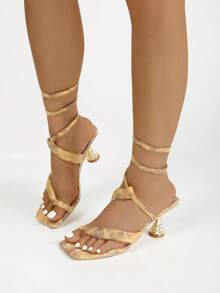 1 双蛇皮印花复古波西米亚风格性感高跟凉鞋，适合派对、夜总会、海滩、婚礼、度假 - 彩色 - 查看 4