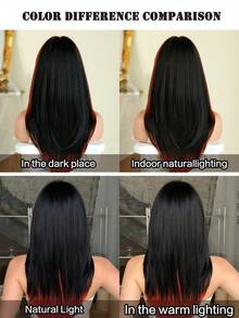 Gorgeous-24 Inch Layered Colorful Wigs For Women,Long Straight Wigs With Curtain Bangs, High Density Fluffy Synthetic Heat Resistant Fiber Hair Wig For Anime Cosplay Wear, Music Festival Party Use - 臟橘色 - 查看 6