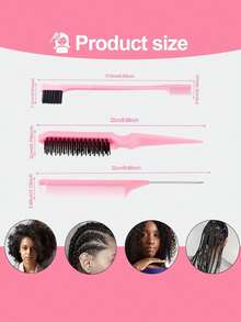 4pcs/Set Professional Hair Styling Tool Kit, Includes Spray Bottle, Tail Comb, Eyebrow Brush, Volumizing Brush, Daily Hair Cleaning Brush, Wet & Dry Curling Brush, Sectioning Brush, Coarse & Fine Hair Care Brush Set, Suitable For Salon And Home Use, Essential For Haircutting - Multicolor - View 10