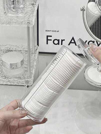 1pc Makeup Tool Storage Box, Transparent Desktop Makeup Remover Wipe Holder, Cotton Swab Organizer, Covered Dust-Proof Storage Box, Skincare Tool Tidy Box, Bathroom Countertop Organizer, Makeup Sponge Case