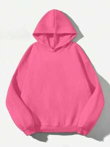 Sudadera  SudaderaschristmasAttitoon Casual Minimalist Navy Blue Hooded Long Sleeve Loose Fit Thick Sweatshirt For Women, Suitable For Autumn/Winter,FallLoose And Comfortablewinter Clothes For Women>Sweatshirtswinter Clothes For Women>Sweatshirts - Hot Pink - 查看 2