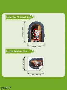 1 PIEZA Pegatina de arco de piedra 3D navideño - Adhesivo de Papá Noel chef cocinando con acentos de cristal para decoración de ventana de cocina, vinilo semi mate para superficies, forma decoración festiva de chimenea y puerta