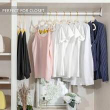 Premium All Black Velvet Pants Hangers With Adjustable Clips (Pack Of 20) Slim Skirt Hangers- Non Slip Felt Outfit Dress- Black Hooks,Space Saving Shirt Clothes -END - 象牙色/金色 - 查看 5