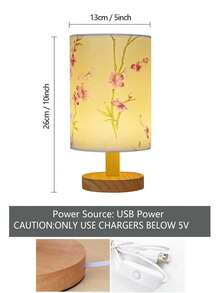 1 件装饰夜灯，创意布艺印花床头灯，卧室氛围灯，书房/书桌台灯，LED