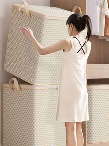 1pc Packing Clothes Moving Bag, Large Capacity Clothing Storage Organizer Box, Moisture Proof Quilt Blanket Saver