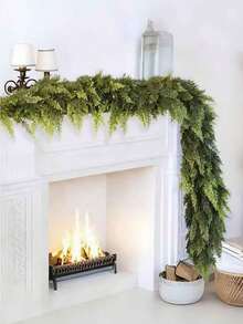 70.86 Inch Artificial Christmas Vine Wreath, Faux Norfolk Pine Wreath, Cedar Christmas Wreath, Christmas Woven Wreath Decor, Suitable For Christmas Fireplace Decor, Dining Table And Porch Decor, Indoor And Outdoor Decor, Farmhouse Christmas Home Decor, Also For Christmas, Easter, Wedding Party, Thanksgiving Decor, Christmas Decoration And Room Decor - Multicolor - View 5