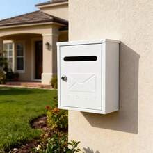 Biała skrzynka pocztowa w stylu europejskim, wodoodporna skrzynka pocztowa montowana na ścianie, zewnętrzna skrzynka pocztowa z kutego żelaza, dekoracyjna skrzynka pocztowa przy wejściu do domu - Biały 1 - Zobacz 2