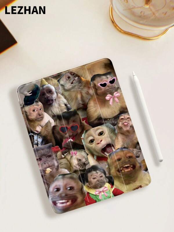 1 pieza Funda protectora de tableta con diseño de mono de dibujos animados, compatible con tableta de 10.2", iPad Pro 11" 2021/2020/10a generación, iPad (A16) 11" 11a generación 2025, Galaxy Tab A8 10.5" 2022, Matepad 10.4/Tab, con ranura para lápiz, anti-caída, soporte para tableta