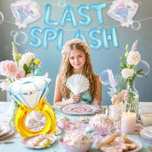 LaVenty Last Splash Banner Balloons Blue White Coastal Bachelorette Decorations Bridal Party Sign Bride To Be Background Beach Bach Supplies - Nhiều màu - Xem 7