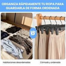 30piezas/50piezas  Ganchos para Pantalones, Gancho con Pinzas Antideslizante, Ajustable Ganchos para Ropa, Perchas para Roap Ahorradores de Espacio con Gancho Giratorios 360°, para Pantalones, Faldas y Toallas (Negro) - 50 piezas/Negro - Ver 4