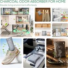 Bolsas de Carbón Activado JAFEN - Absorbente de Olores (5x100g) |   Purificadoras de Bambú Biodegradable |   Para Closet, Zapatos, Baño, Auto, Locker - 1 - Ver 8
