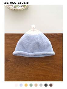 Color-Blocked Cute Pacifier Knitted Beanie Hat, Women's Autumn/Winter Warm, Simple & Versatile, Compact, Elastic Ear Protection Knitted Knit Cap Winter Gear Men's Winter Clothing