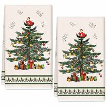 1pc/2pcs/4pcs Pine Tree Green Christmas Super Soft Microfiber Kitchen Towel, 45*66cm Seasonal Kitchen & Dining Table Decor Dish Cloth, Christmas Home Decor - Green - View 7