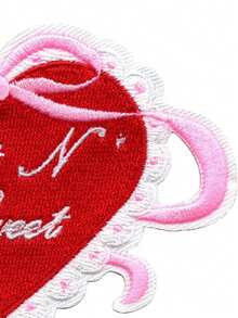 1PC Cutesy Heart With Bow Patch Sweet Love Embroidered Iron On - Multicolor - View 5