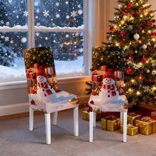 1 Pieza/4/6/8/36 Funda de silla moderna y minimalista para Navidad, a prueba de polvo, extraíble, lavable, resistente a las manchas, impermeable, elástica, con diseños de árbol de Navidad, muñeco de nieve, casa nevada, caja de regalo, reno, bastón de caramelo, campana, corona. El juego de mesa y silla estacional de 17.7 x 23.6 pulgadas se puede usar para decoración, decoración de banquetes, decoración del hogar, decoración navideña y suministros para fiestas - Multicolor - Ver 6