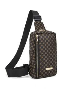 1pc Fashionable Retro PU Leather Lightweight Men's Chest Bag/Phone Bag, Backpack