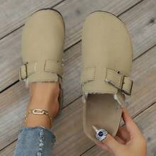 Women's Thermal Lined Slip-On Round Toe Flat Slippers, House Shoes