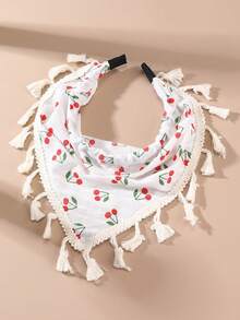 1pc Women's Fashion Elegant Bohemian Style Red Cherry Print Tassel Triangle Headband, Suitable For Daily And Festival Outfits, Hair Hoop Hairband For Women, Head Accessories - Nhiều màu - Xem 4