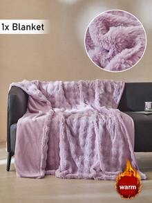 1 pătură de pluș din fleece imitație de iepure violet, pătură modernă de lux pentru canapea extensibilă, pătură decorativă, moale, caldă, pentru toate anotimpurile