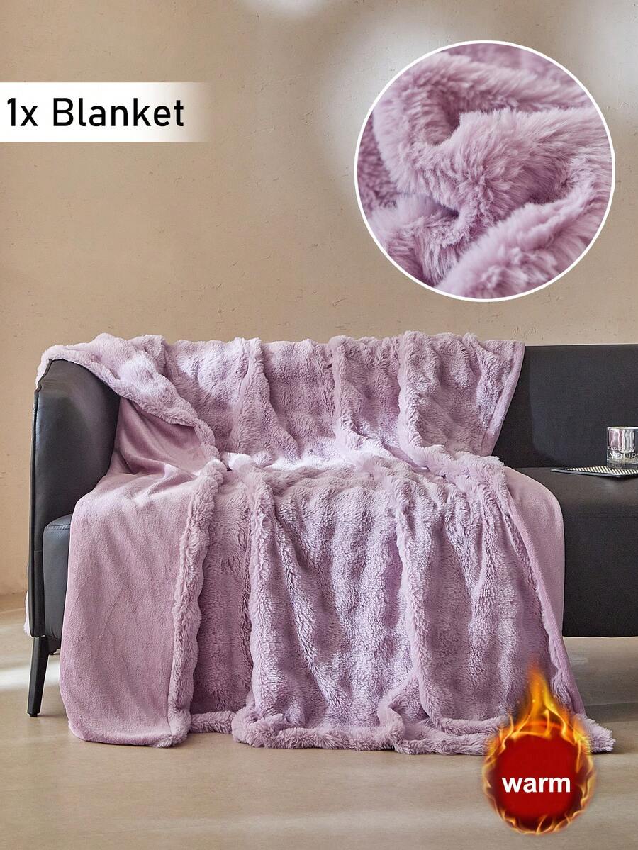 1 pătură de pluș din fleece imitație de iepure violet, pătură modernă de lux pentru canapea extensibilă, pătură decorativă, moale, caldă, pentru toate anotimpurile