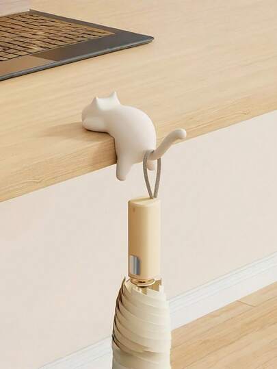 1 Stück Cartoon Katze Haken - Bohrlochfreier abnehmbarer Wandorganizer, tragbarer multifunktionaler Aufhängeständer für Schreibtisch/Büro/Schule, lustiges Design, Katzen Zubehör, Schreibtischaufbewahrung, verspieltes Design, Gebrauchshaken, leichte Aufhänger, Mehrzweckhaken, Aufhängeorganizer, Arbeitsplatzeinrichtung, für Organisationsliebhaber