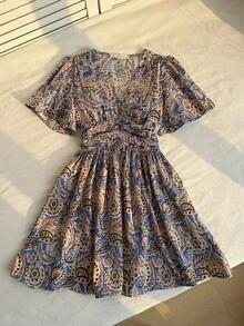 Rusttydustty Vestido casual boêmio com decote em V profundo, ideal para férias, Páscoa, praia, festivais de música e resorts tropicais. - Multicolorido - Ver 5