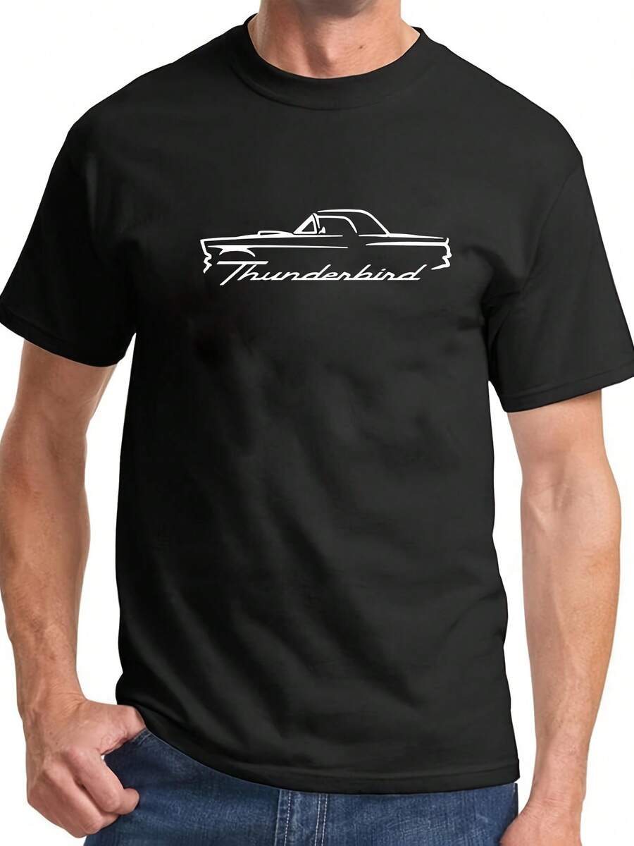 1955 1956 1957 Thunderbird Hardtop Classic Outline Design Print Tshirt - 款式16 - 查看 1