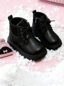 Winter Bestselling Children's Ankle Boots, Boys' And Girls' Black Boots, Toddler School Shoes, Suitable For Holidays, Parties, Shopping And Vacation - Black - View 4