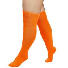 Zando Plus Size Thigh High Socks For Thick Thighs Women Striped Thigh High Stockings Over The Knee Socks Leg Warmers{"Size_name":"OneSize","Color_name":"Orange"} - 橘子 - 查看 3
